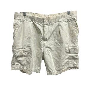 Tommy Bahama Mens Cargo Shorts White Elastic Waist Button Sz Large